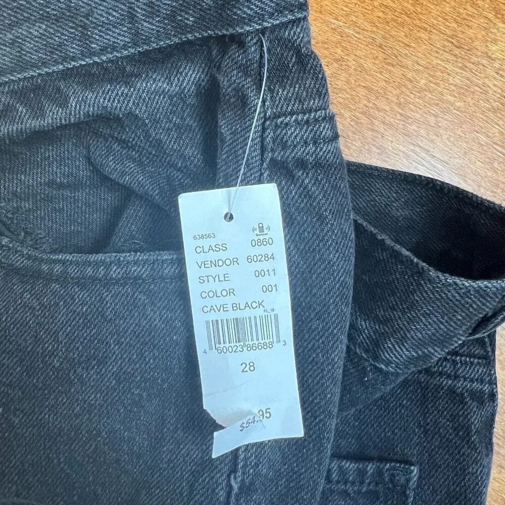 NEW PacSun Dad Jean Shorts Womens 28 Black High Rise Cut Off‎ Button Fly Denim